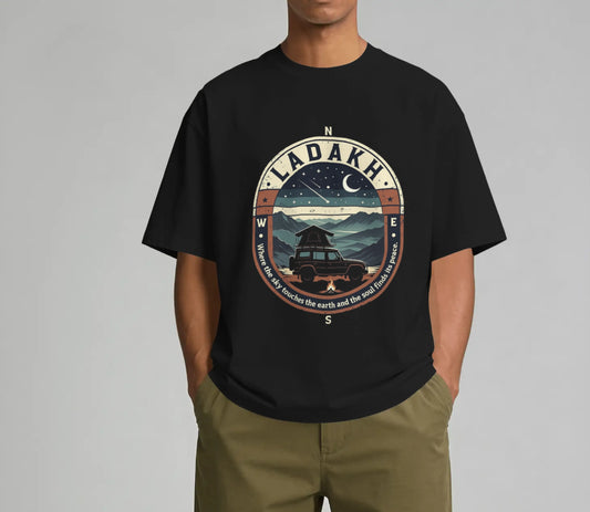 Ladakh | Where the Sky Touches the Earth - Unisex Oversized T-Shirt