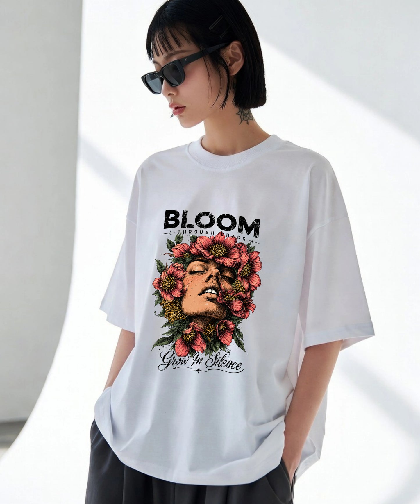 Bloom Through Chaos -  Oversized T-Shirt