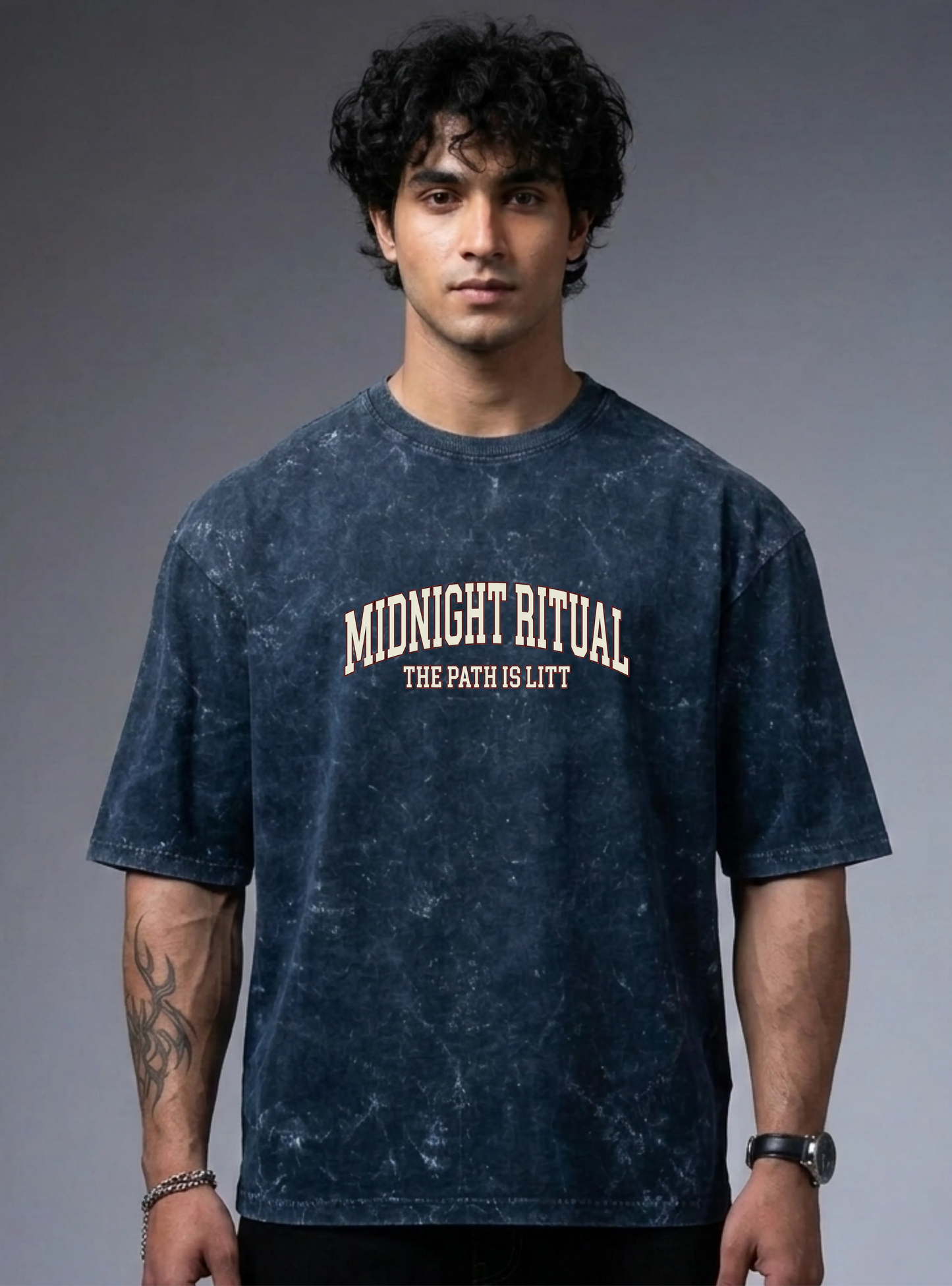 Midnight Ritual - Acid Washed Oversized Tee