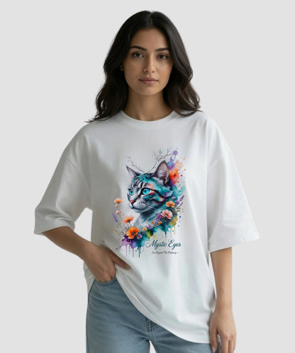 Mystic Eyes | Cat Inspirational Oversized T-Shirt