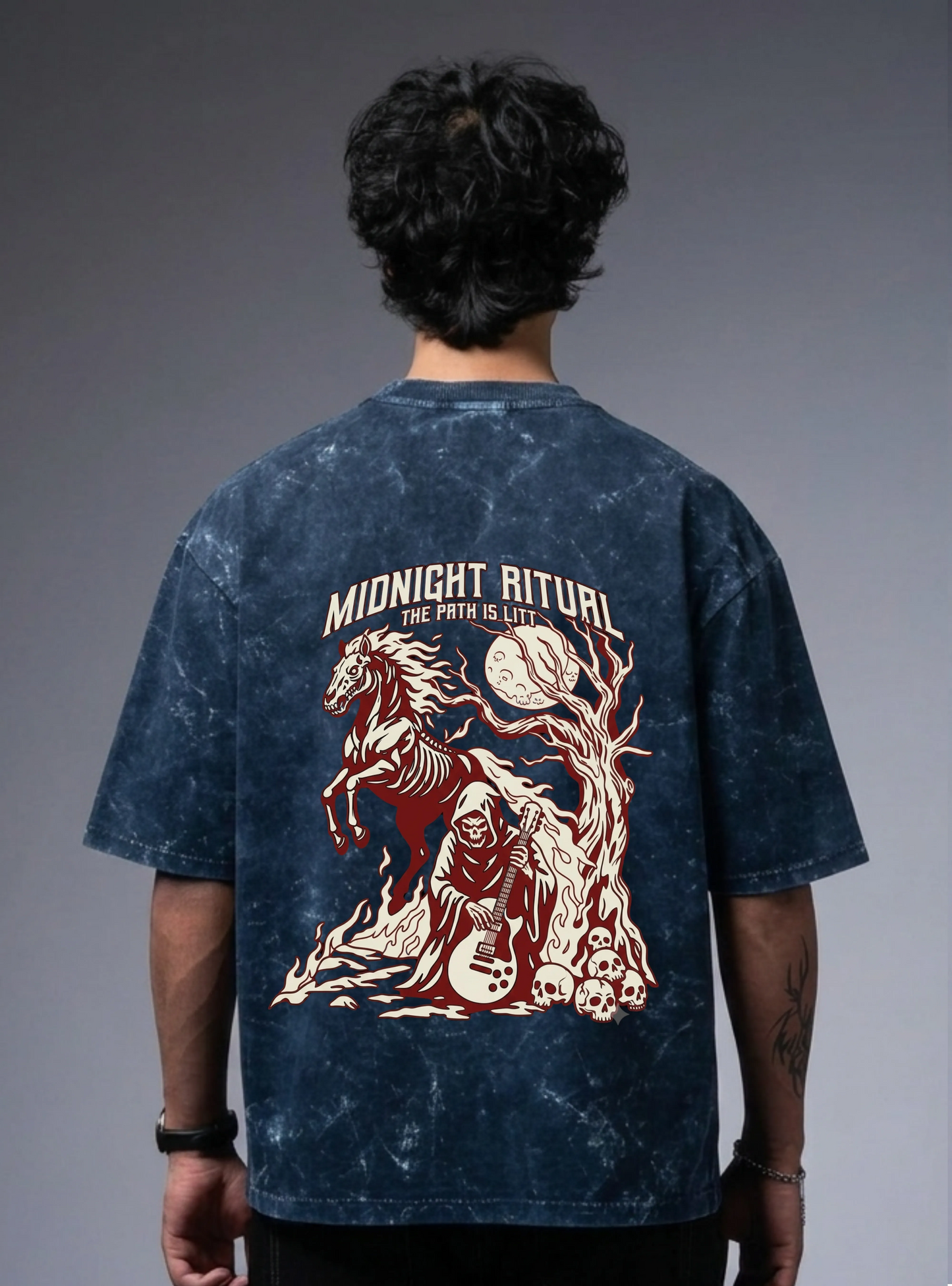 Midnight Ritual - Acid Washed Oversized Tee