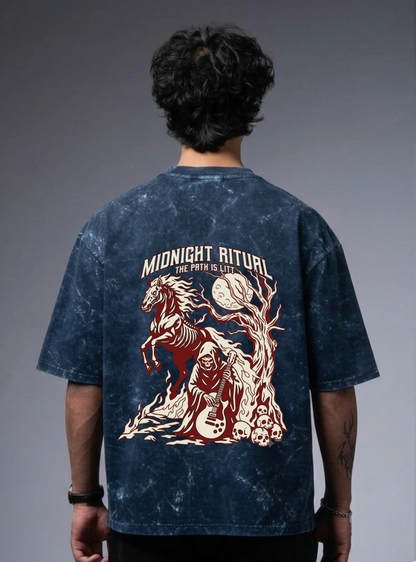 Midnight Ritual - Acid Washed Oversized Tee