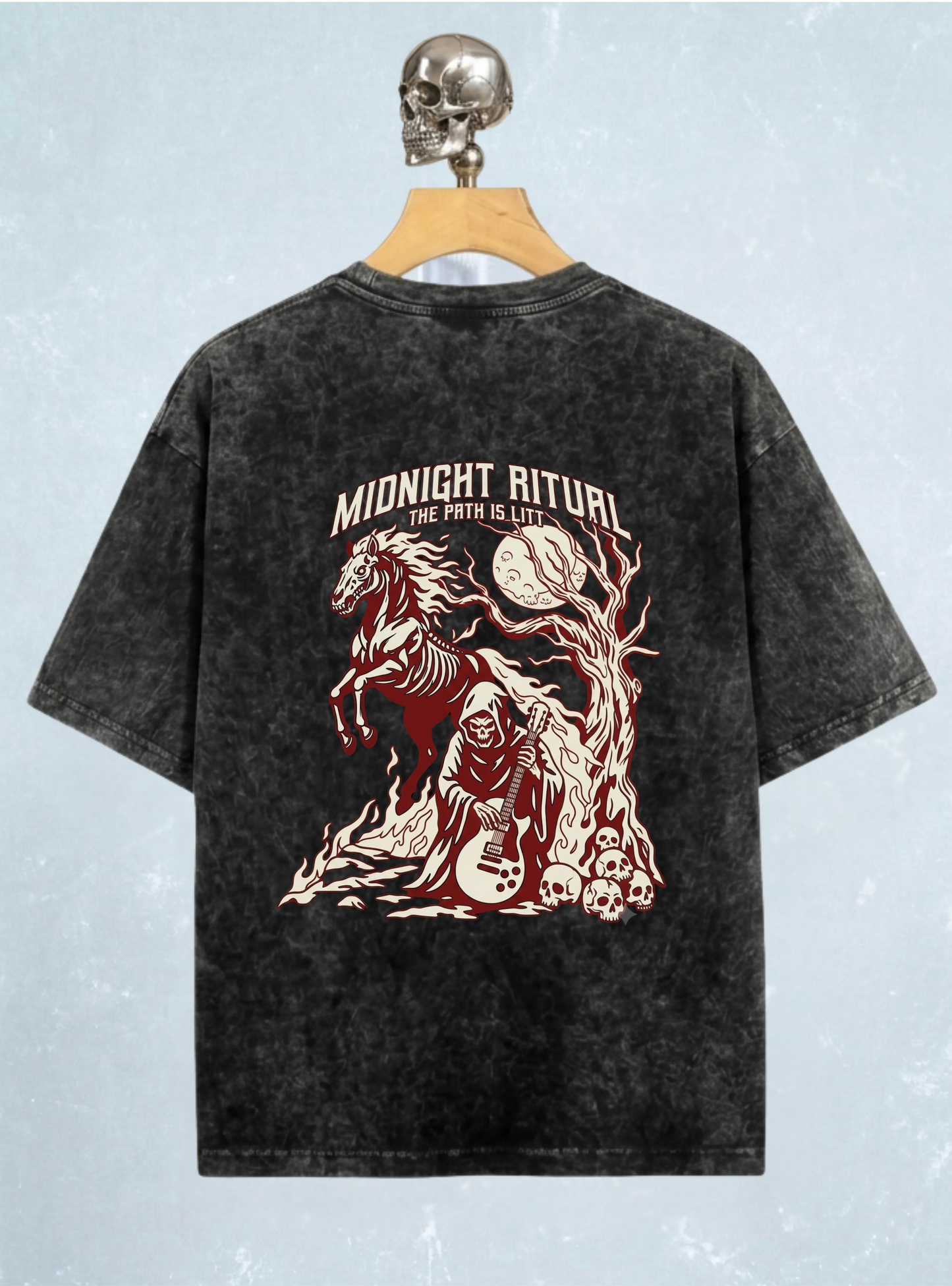 Midnight Ritual - Acid Washed Oversized Tee