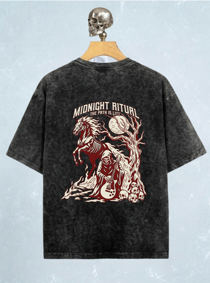 Midnight Ritual - Acid Washed Oversized Tee