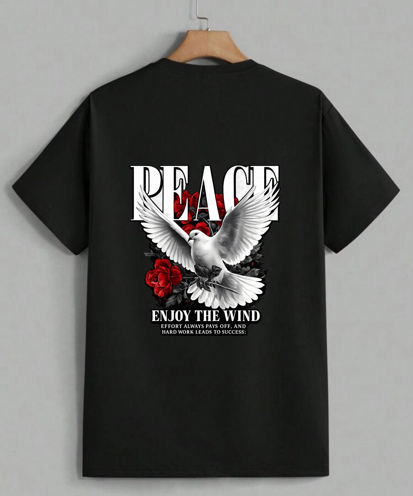 Peace | White Dove Rose Inspirational Oversized T-Shirt
