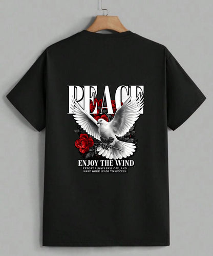 Peace | White Dove Rose Inspirational Oversized T-Shirt