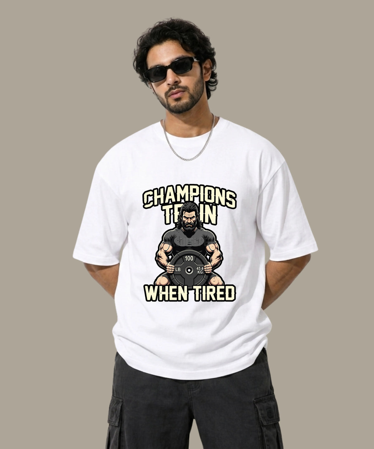 Champions Train When Tired - Unisex Oversized T-Shirt