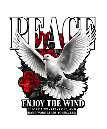 Peace | White Dove Rose Inspirational Oversized T-Shirt
