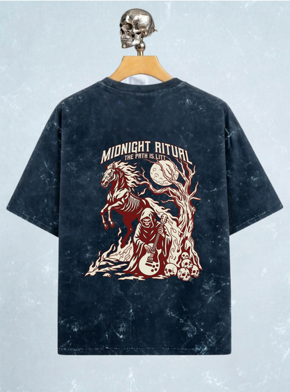 Midnight Ritual - Acid Washed Oversized Tee