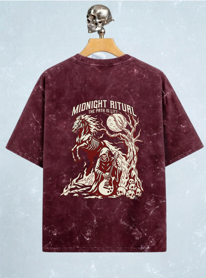 Midnight Ritual - Acid Washed Oversized Tee