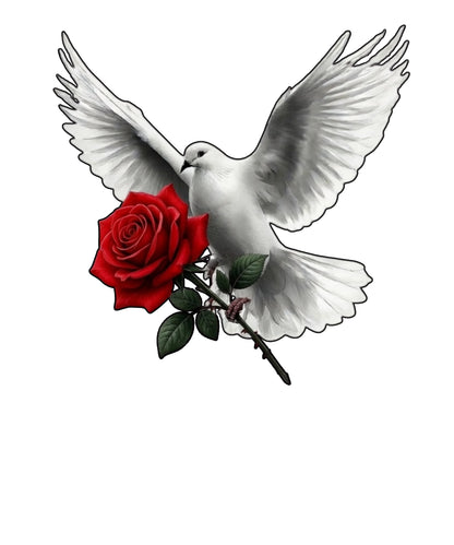 Peace | White Dove Rose Inspirational Oversized T-Shirt