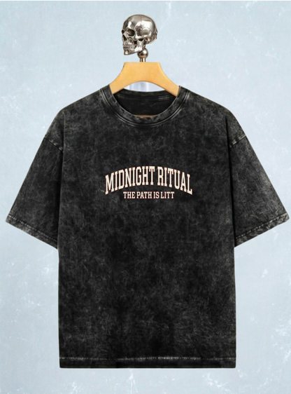 Midnight Ritual - Acid Washed Oversized Tee