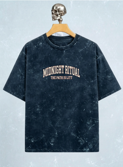 Midnight Ritual - Acid Washed Oversized Tee