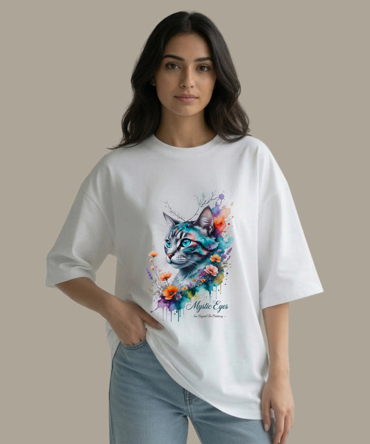 Mystic Eyes | Cat Inspirational Oversized T-Shirt